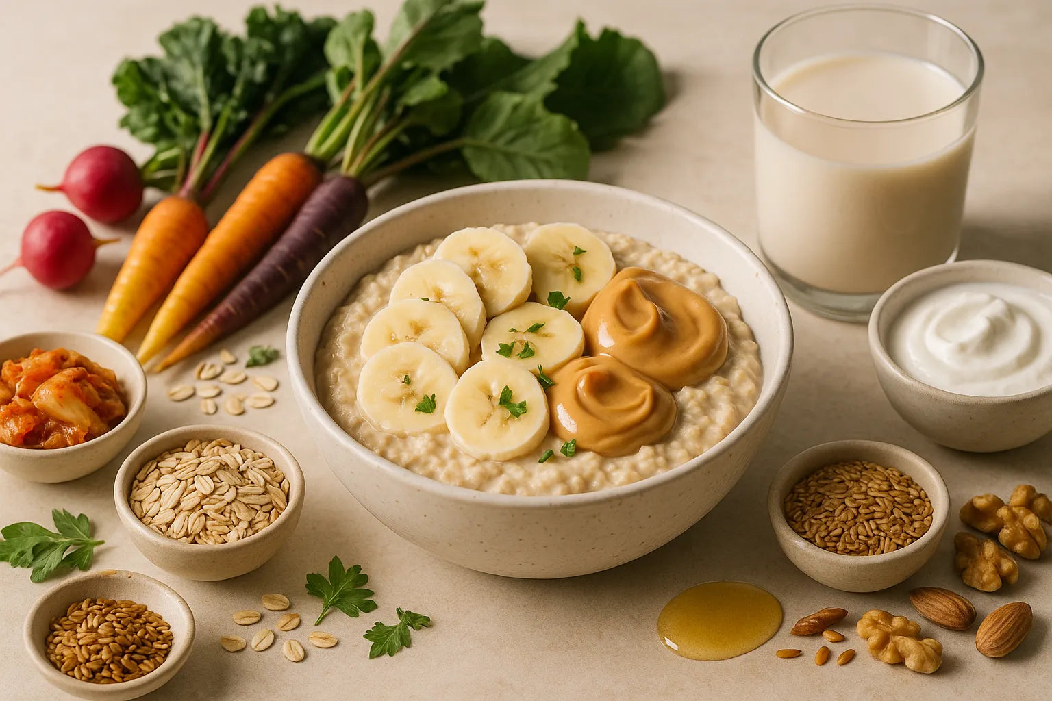Oatmeal with banana and peanut butter