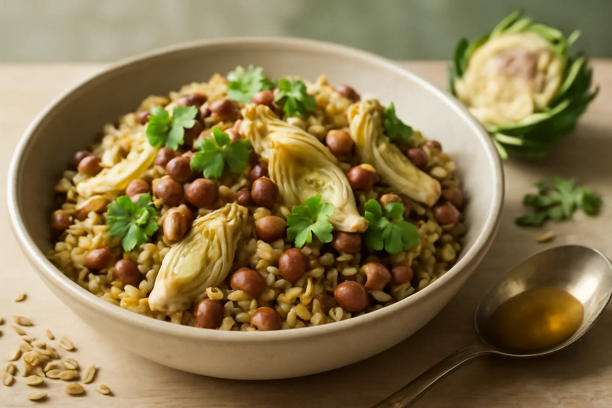 One-Pot Adzuki Bean Artichoke Kitchari with Fennel Seed