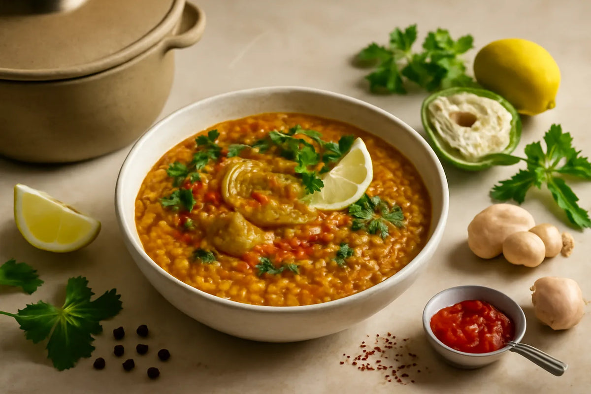 Kitchari aux haricots azuki et à l’artichaut, à la harissa, tout-en-un