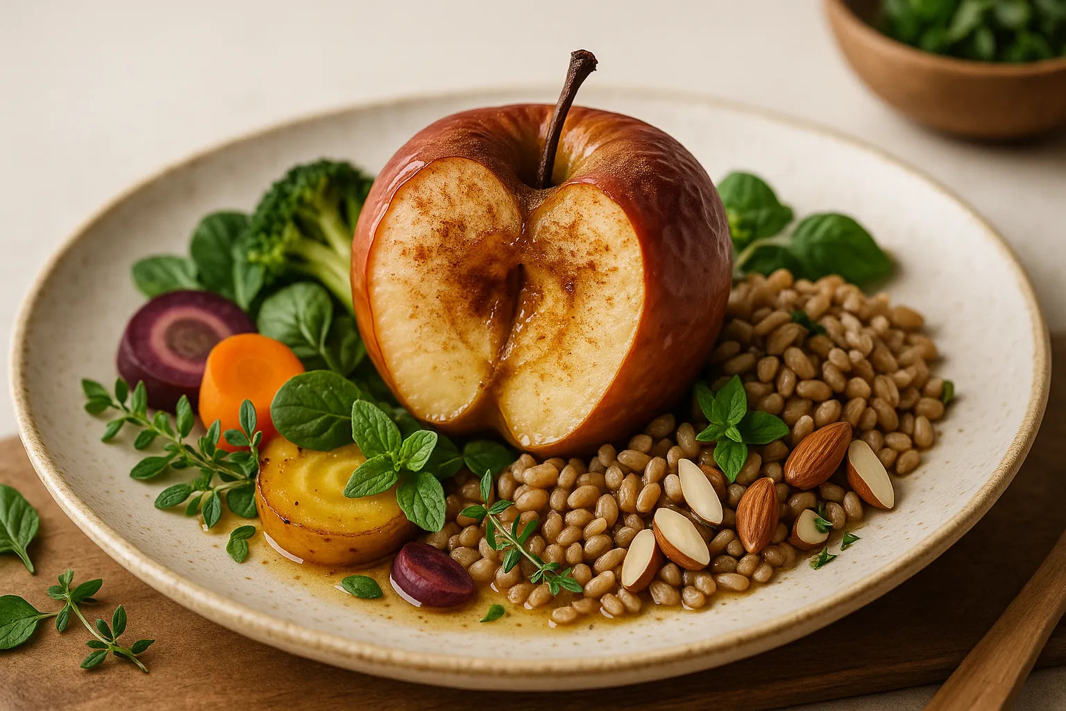 Oven-baked apple with cinnamon