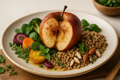 Oven-baked apple with cinnamon