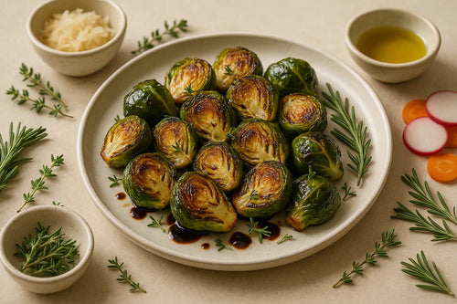 Oven-baked Brussels sprouts with balsamic vinegar
