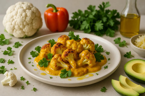 Oven-baked cauliflower with curry