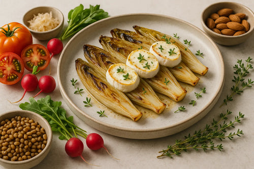 Oven-baked chicory with light goat cheese
