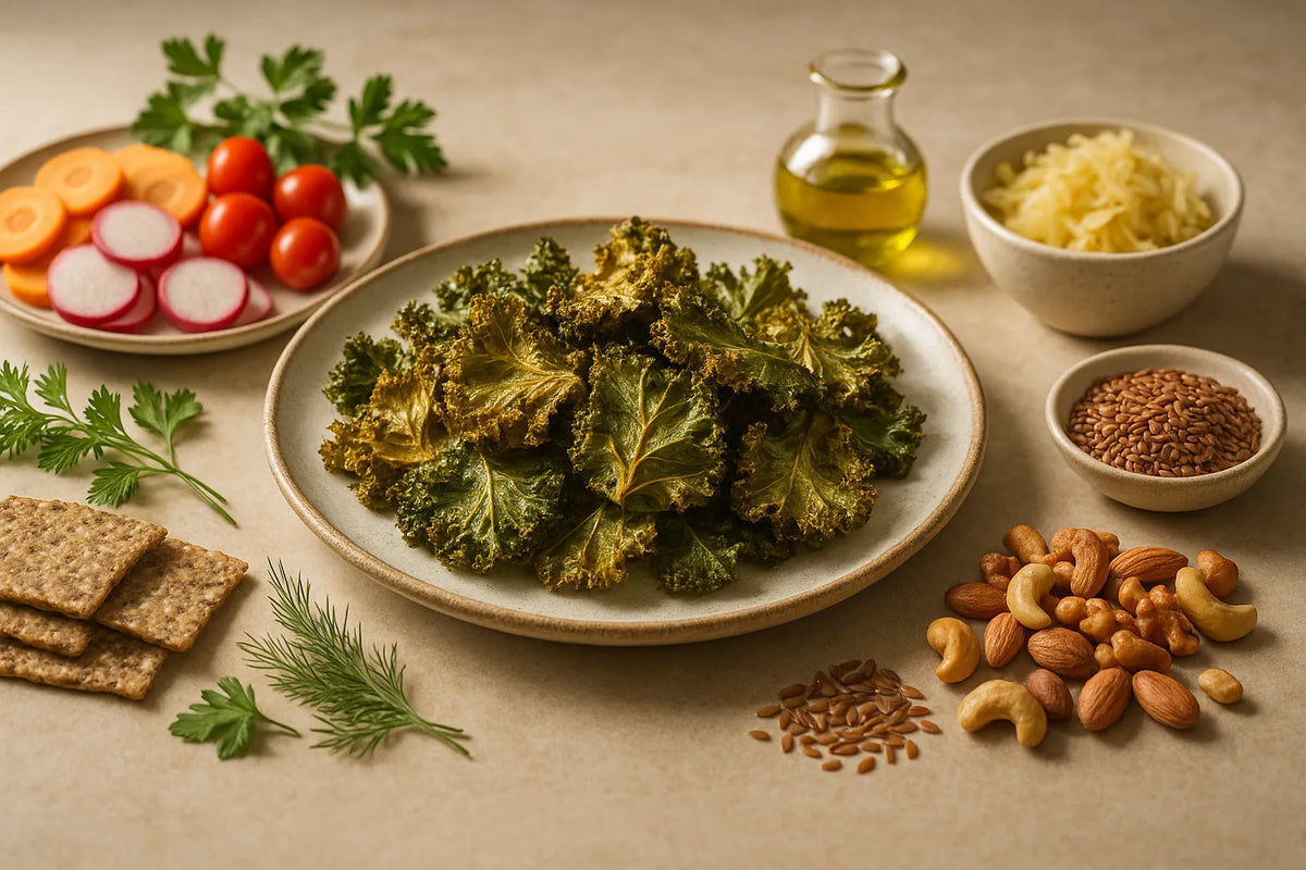 Oven-baked kale chips
