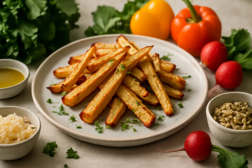 Oven-baked parsnip fries