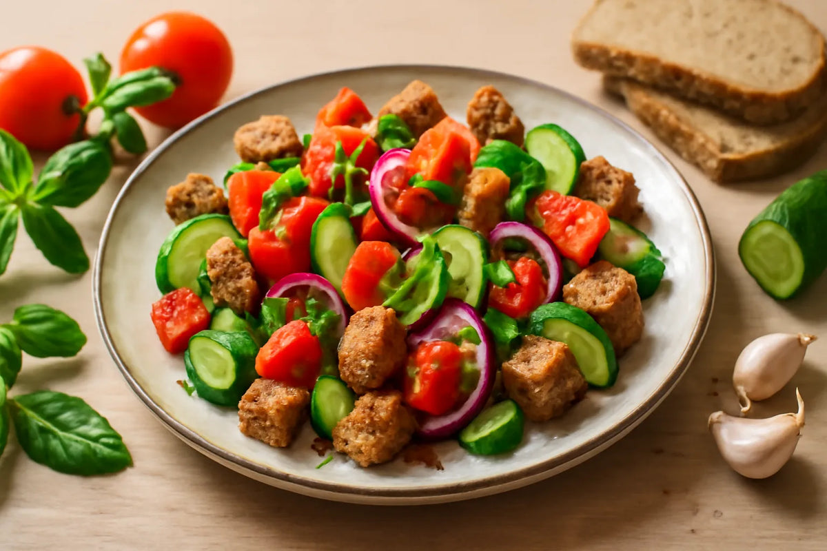 "Panzanella con pan integral"