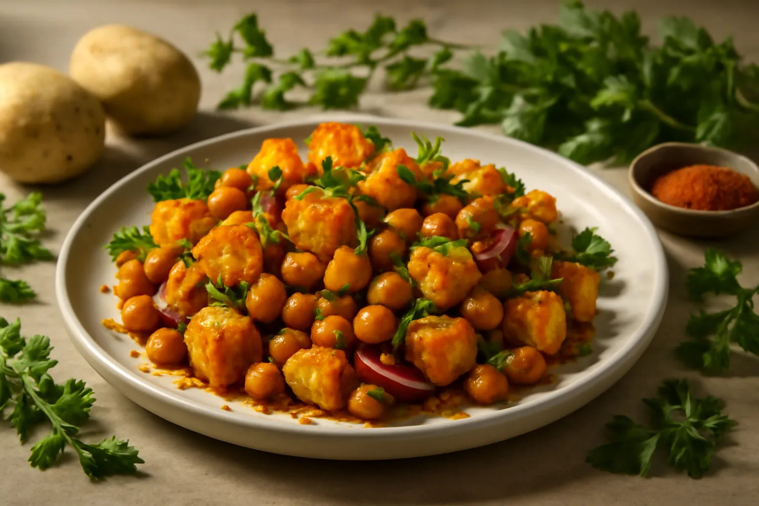 Paprika aardappelen met kikkererwten