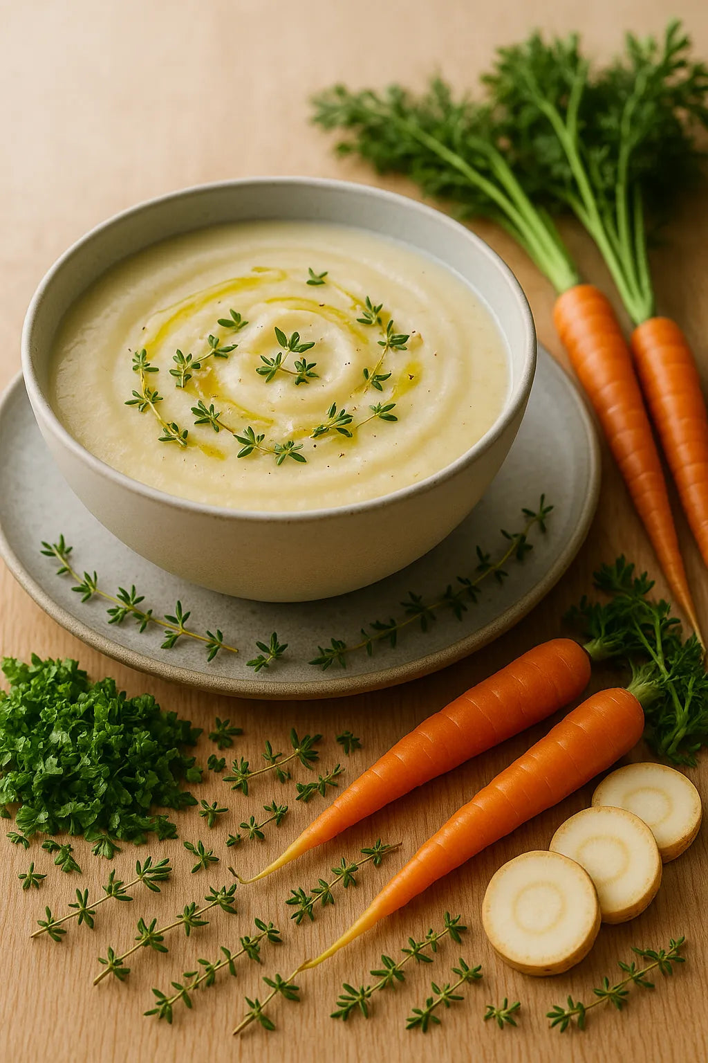 Parsnip soup with thyme