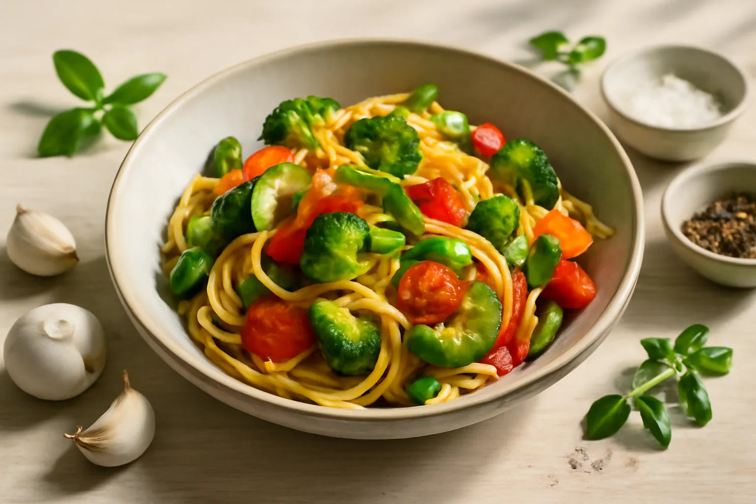 Pasta Primavera met seizoensgroenten