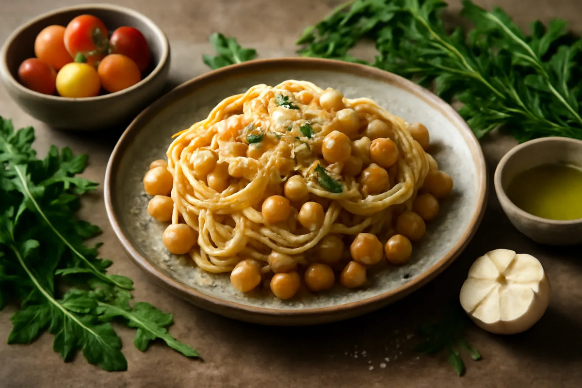 Pasta con garbanzos y romero