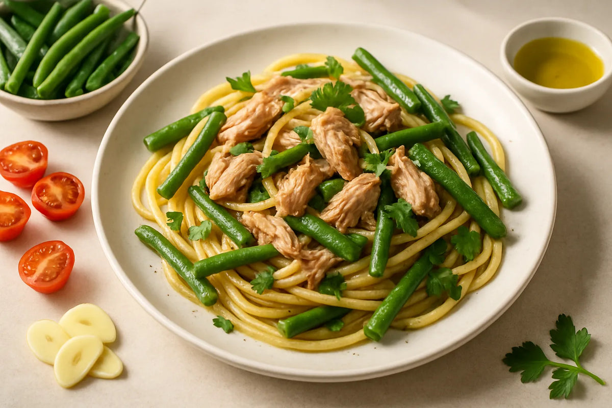 Pasta with tuna and green beans