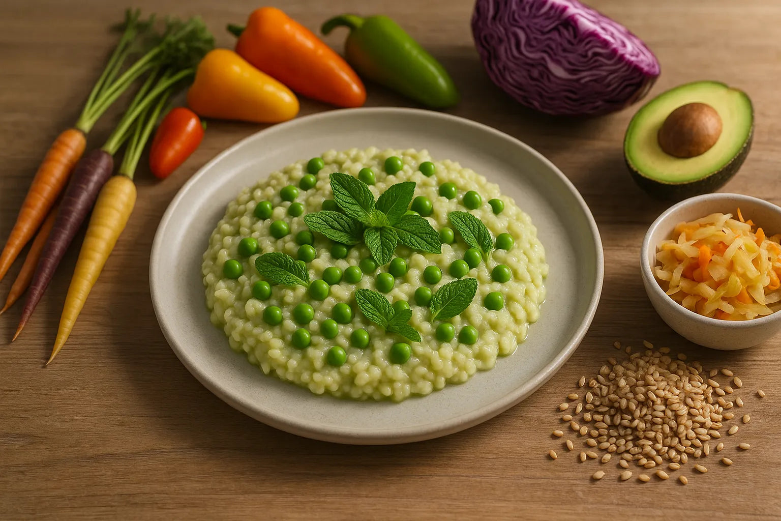 Pea risotto with mint