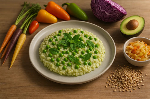 Pea risotto with mint