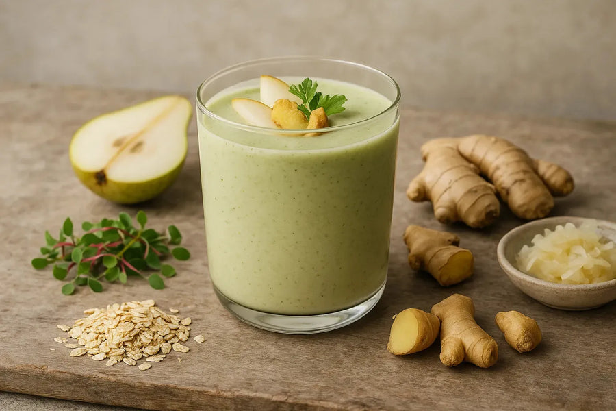 Batido de pera, jengibre y kéfir