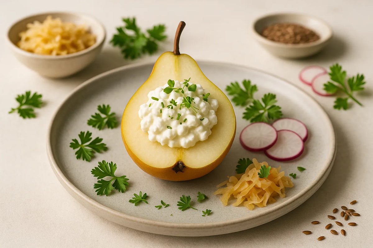 Pear with cottage cheese