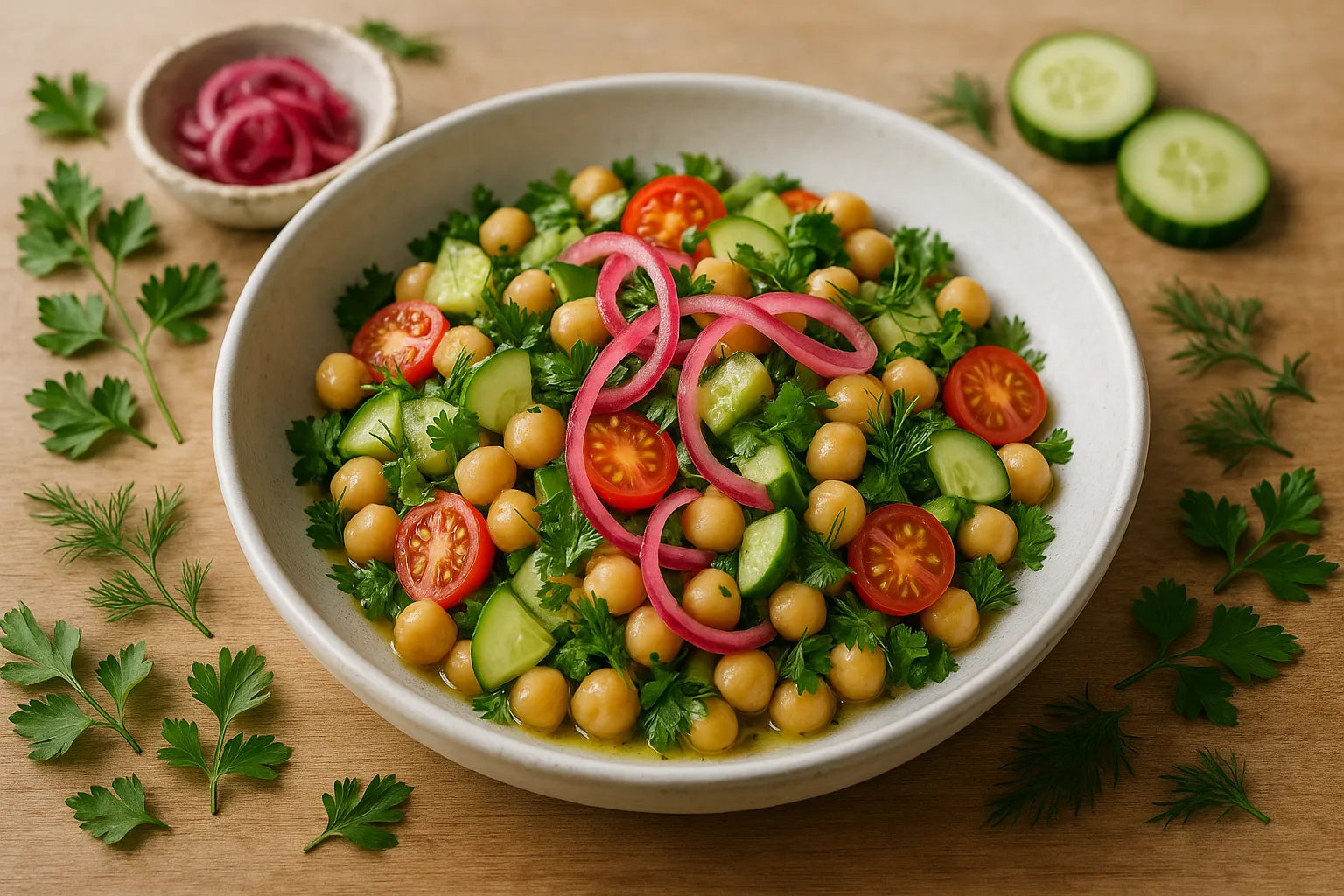 Pickled Onion Chickpea Salad