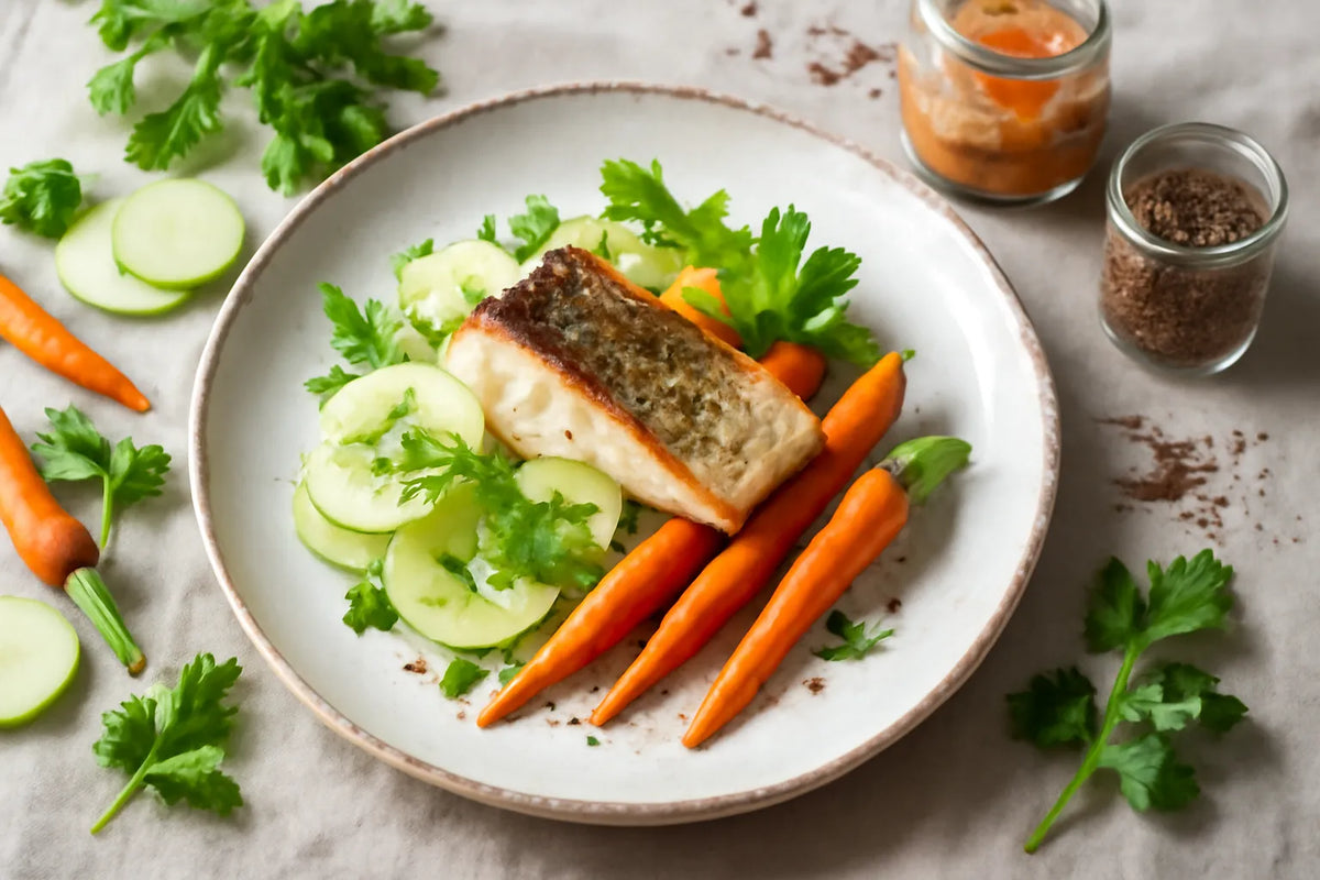 Pike-perch with kohlrabi and carrots