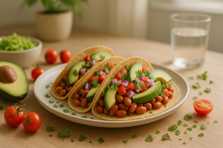 Tacos de frijol pinto y aguacate