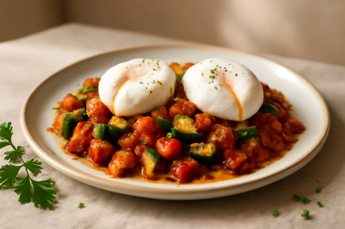 Pisto manchego with poached egg