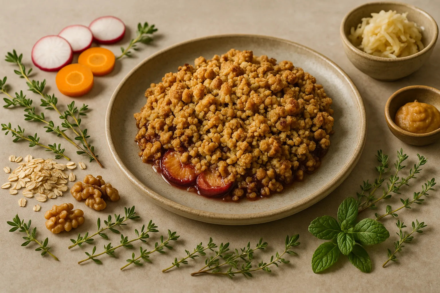 Plum Oat Walnut Crumble