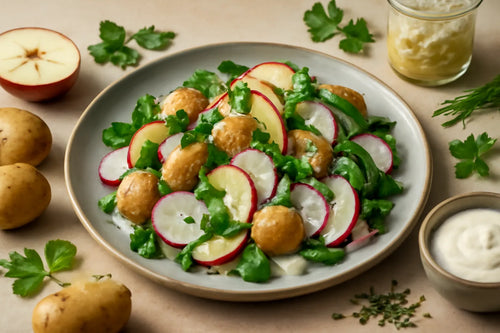 Potato and apple salad with quark dressing