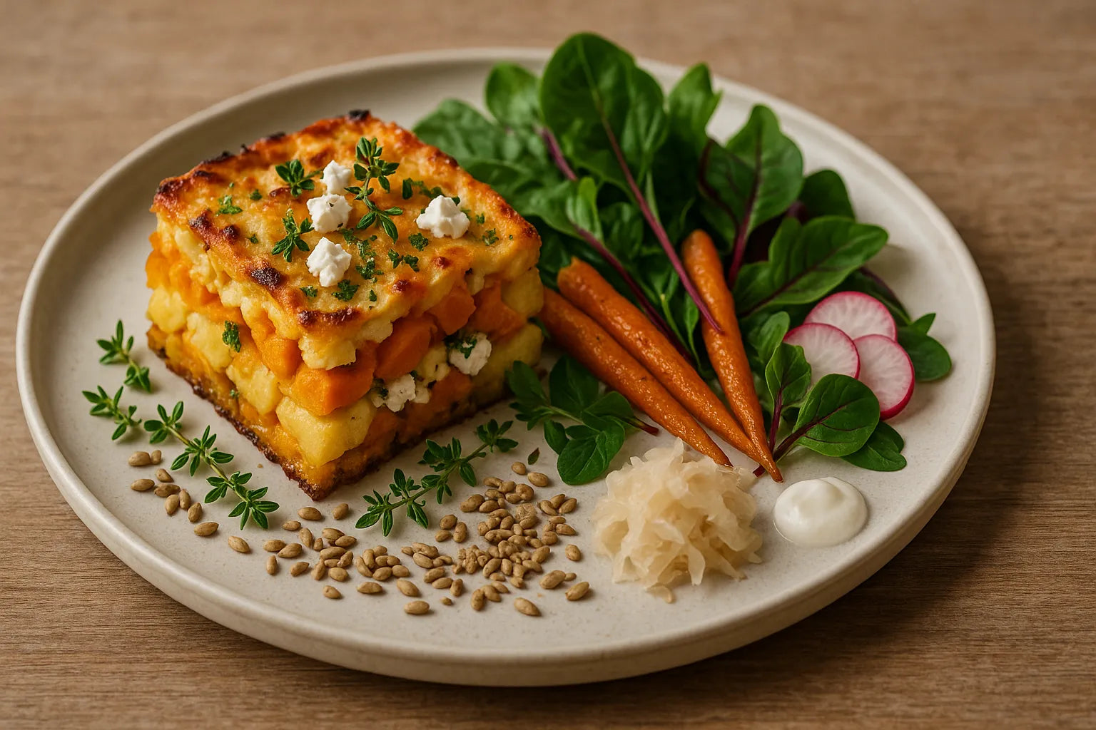 Potato pumpkin casserole with feta