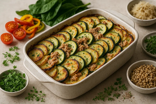 Potato zucchini casserole with tuna