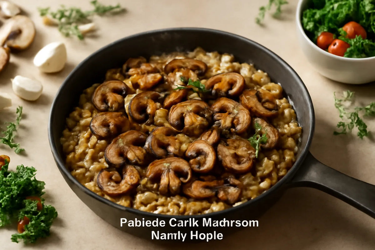Präbiotische Knoblauch-Pilz-Gerstenpfanne