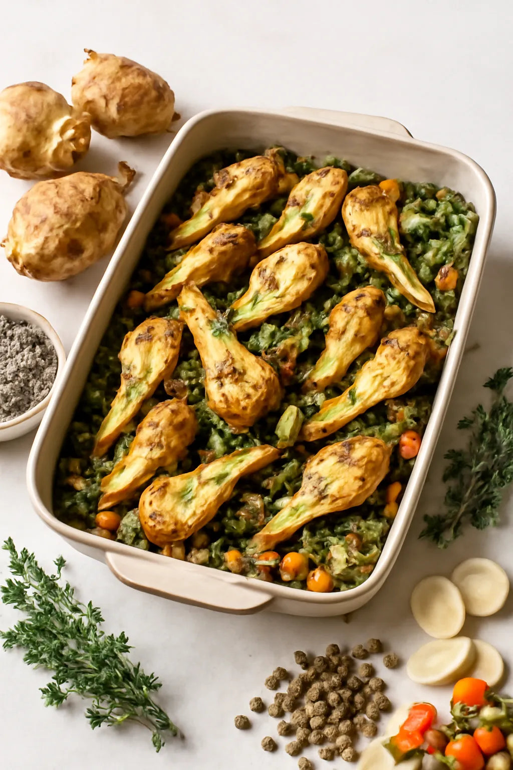 Prebiotic Jerusalem Artichoke Lentil Tray Bake