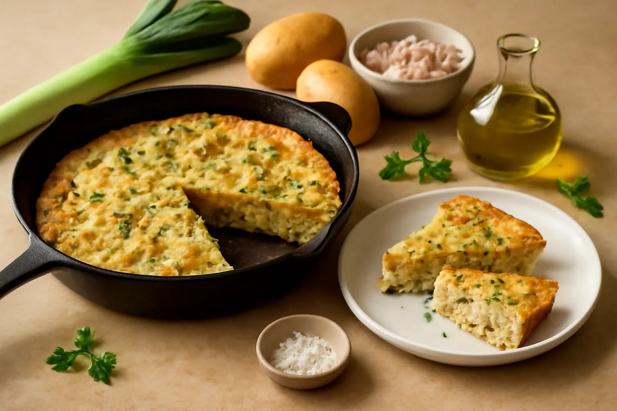Frittata prébiotique aux poireaux, pommes de terre et haricots