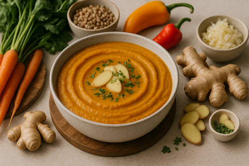 Pumpkin soup with carrot and ginger