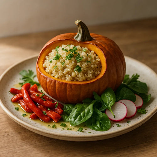 Pumpkin stuffed with quinoa