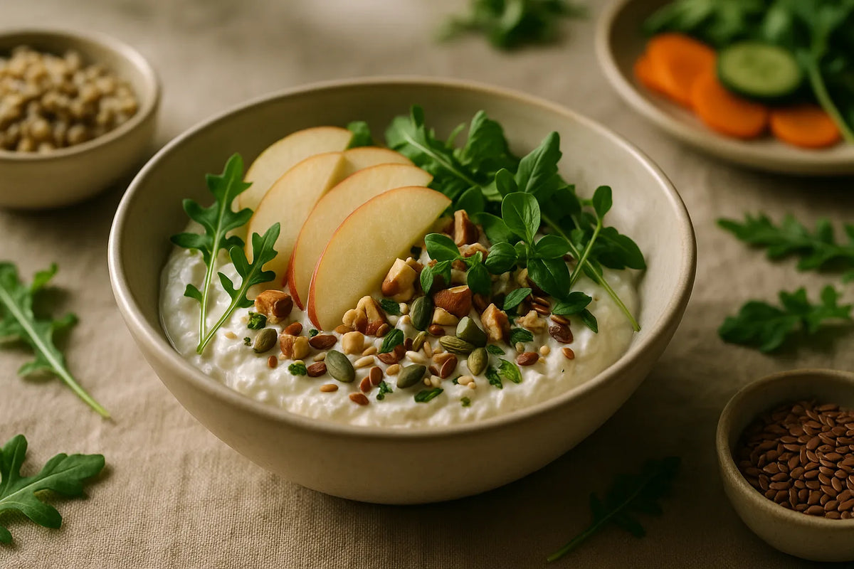 Quark bowl with apple and nuts