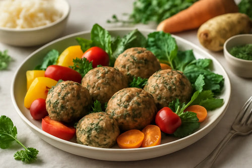 Quark herb meatballs with vegetables