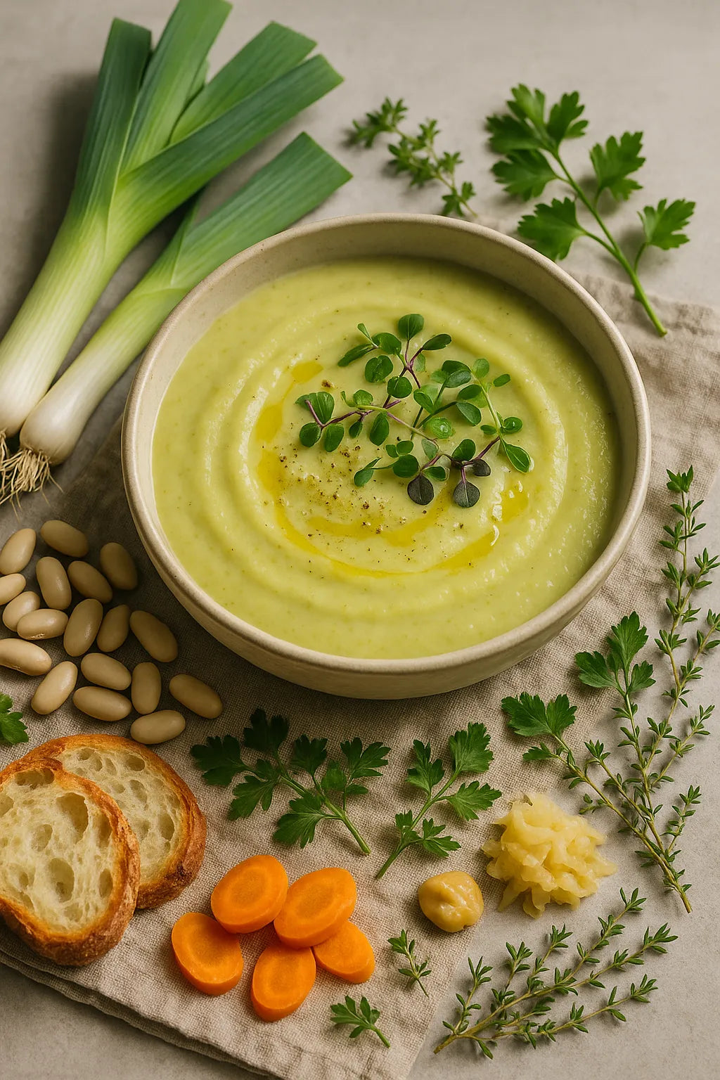 Quick leek soup with white beans