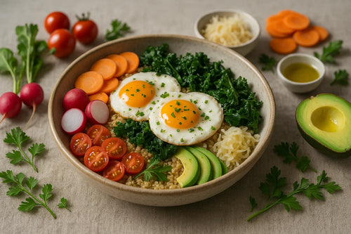 Quinoa with kale and egg