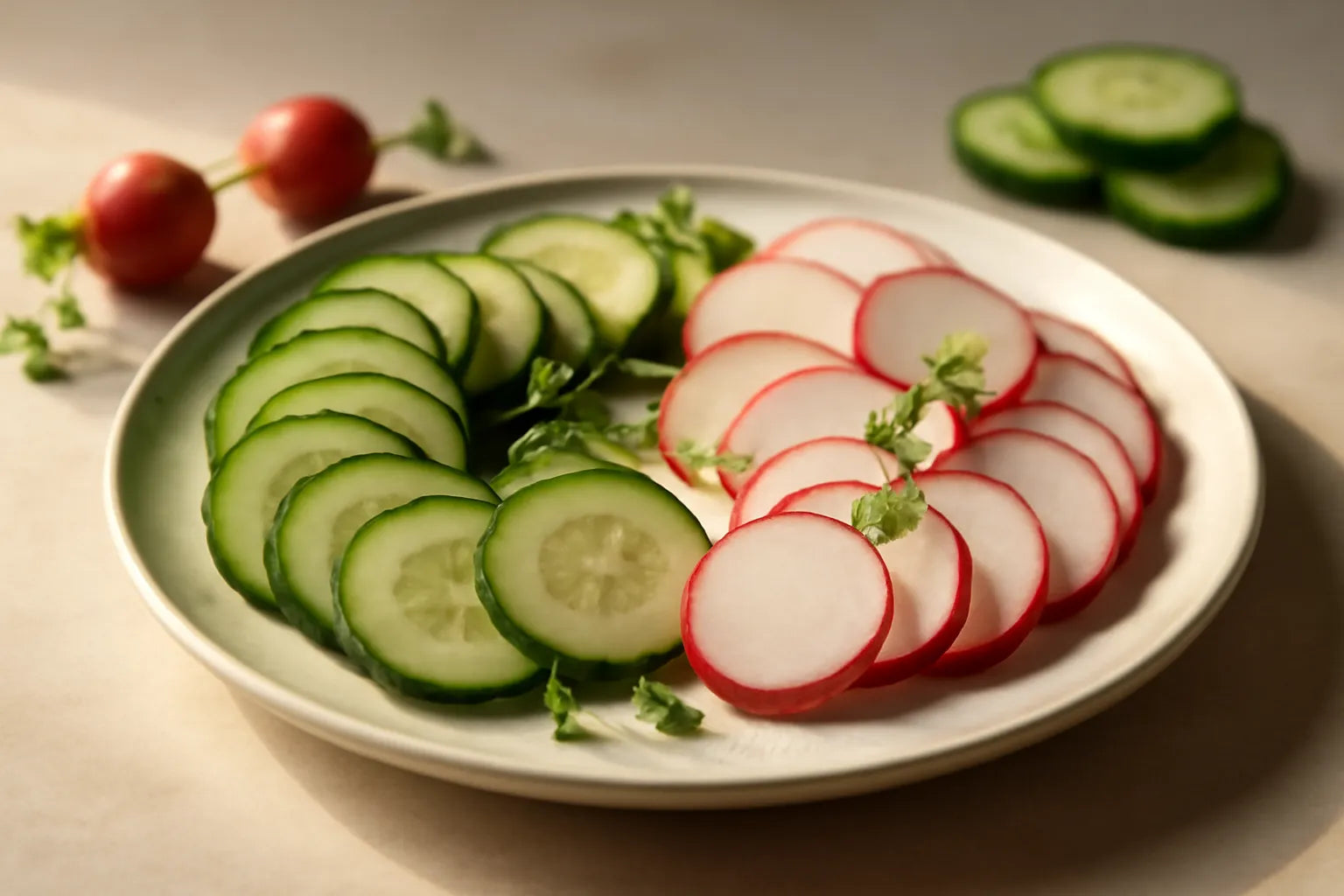 Radijs- en komkommer-snackbord