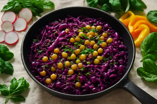 Red cabbage and chickpea skillet