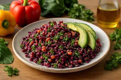 Red cabbage and lentil salad