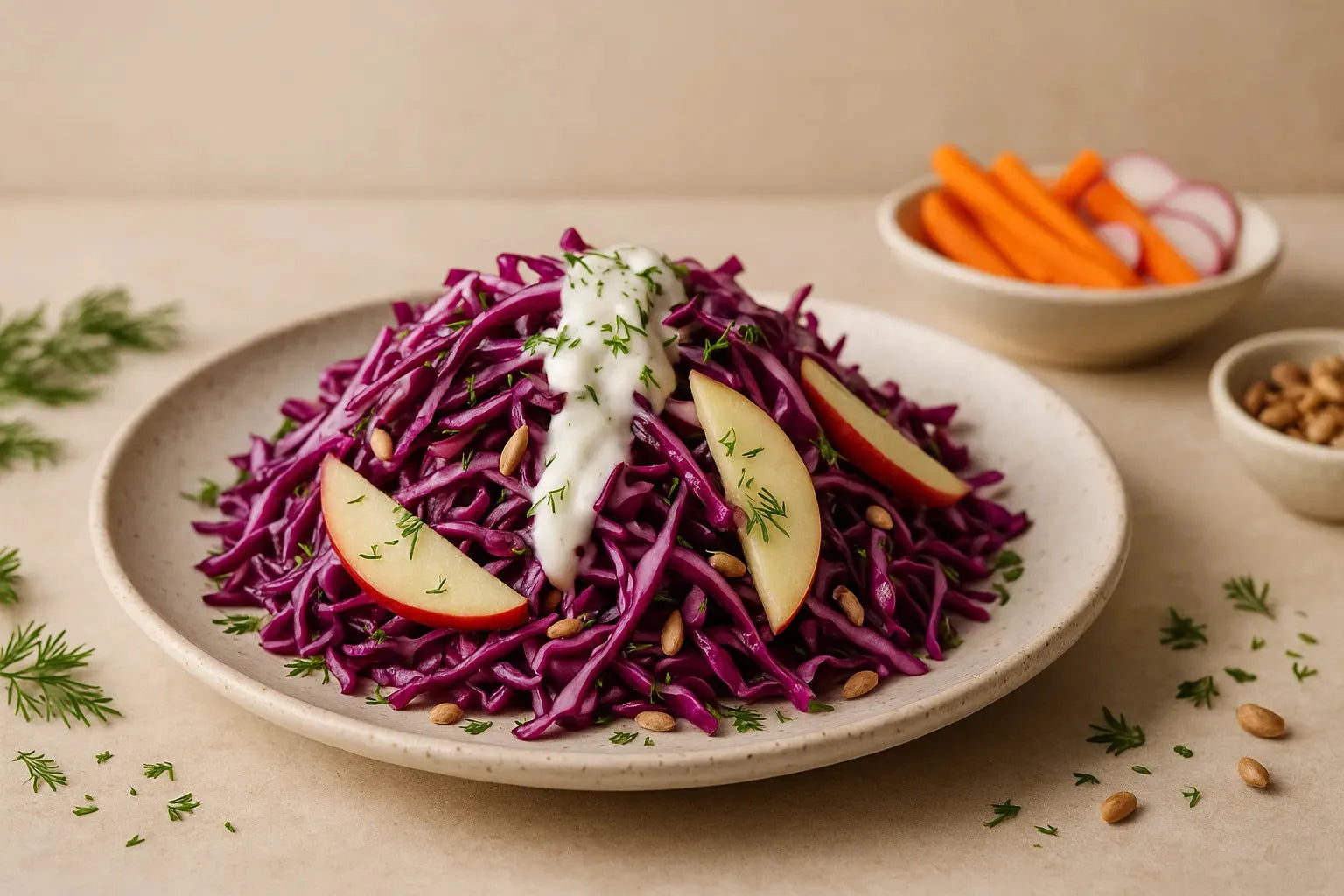 Red Cabbage Apple Slaw with Yogurt Dressing