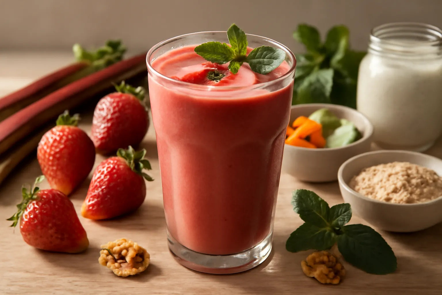 Rhubarb strawberry smoothie