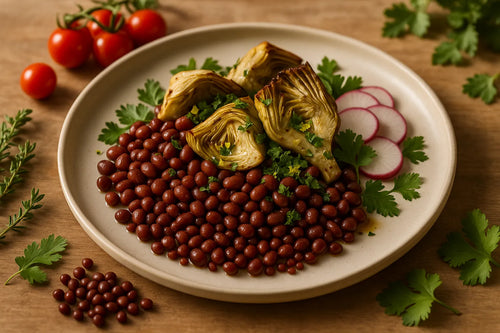 Roasted Artichoke Adzuki Bean Bowl with Lemon Parsley
