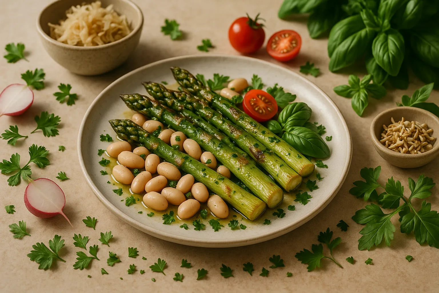Gerösteter Spargel-Weißbohnen-Salat