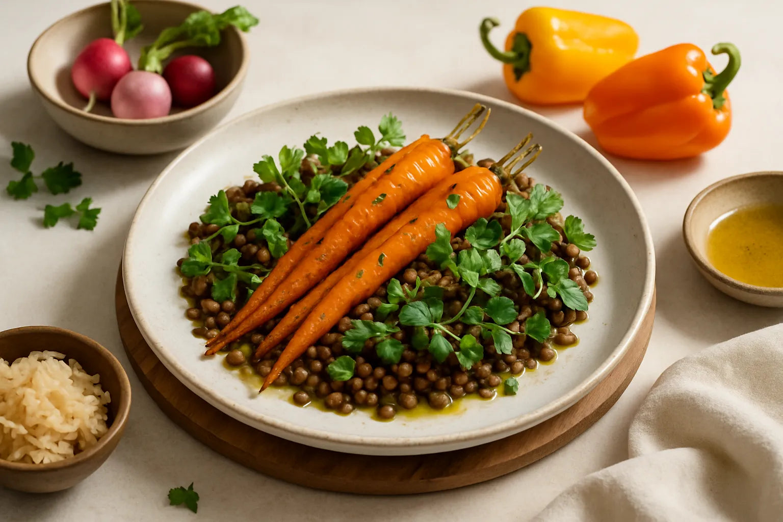 Roasted carrot with lentils