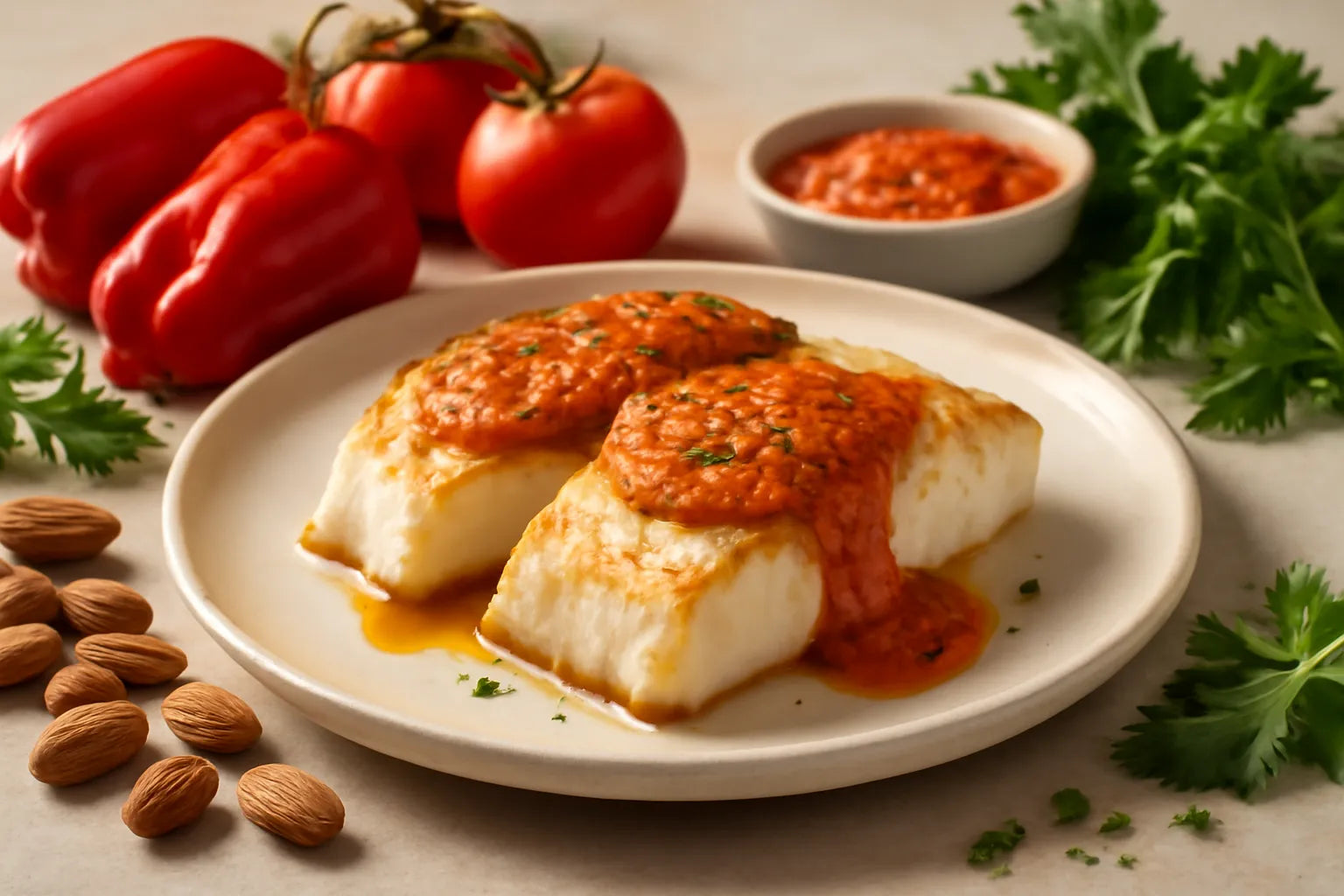Geroosterde kabeljauw met romesco