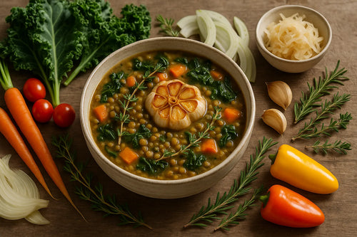 Roasted Garlic Lentil Soup
