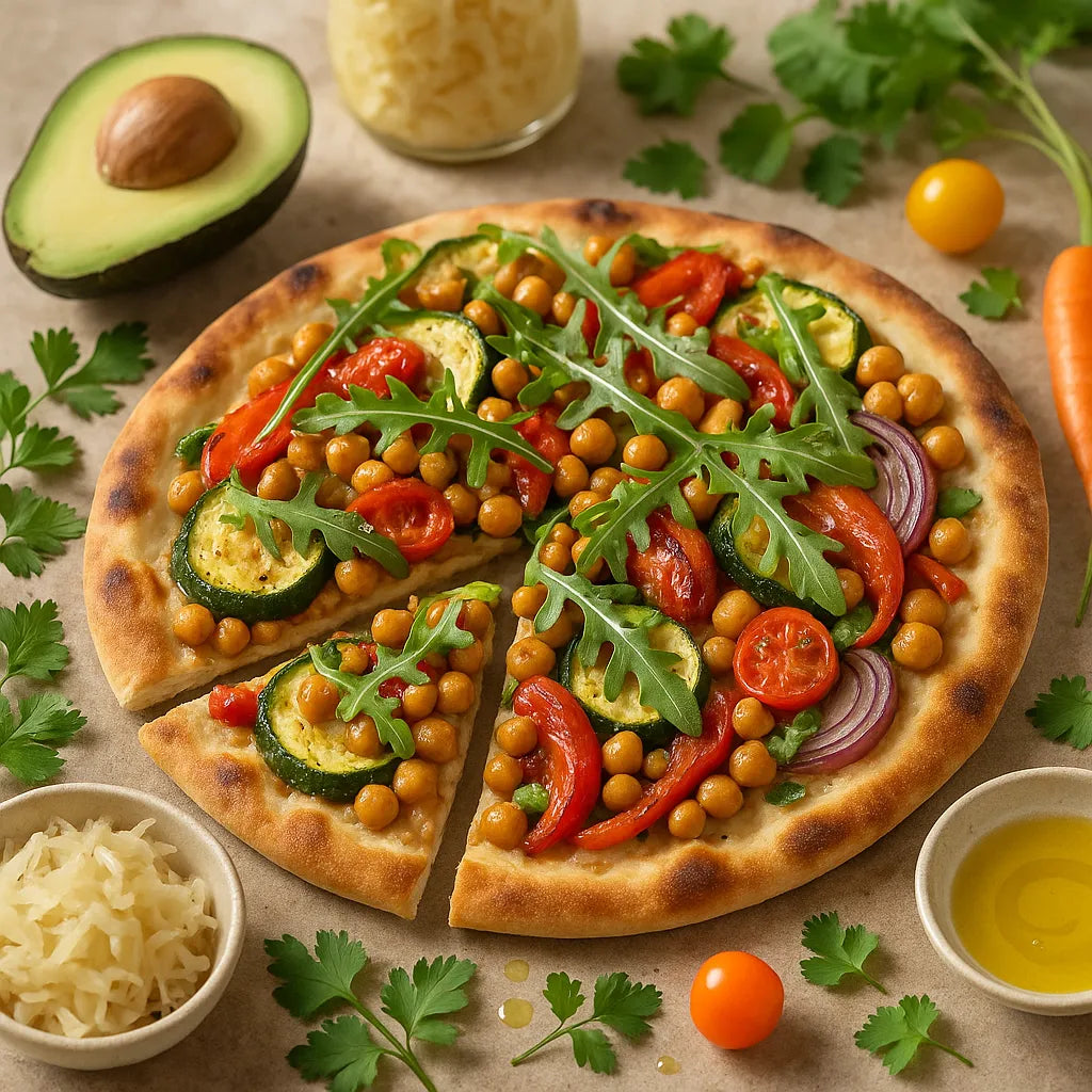 Roasted Vegetable Chickpea Flatbread