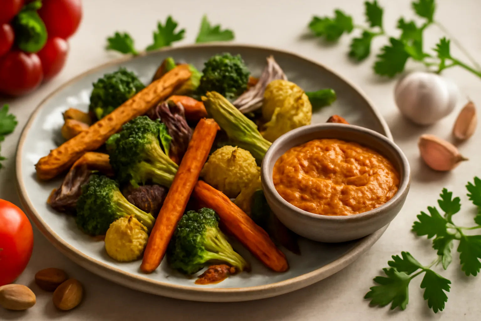 Geroosterde groenten met romesco