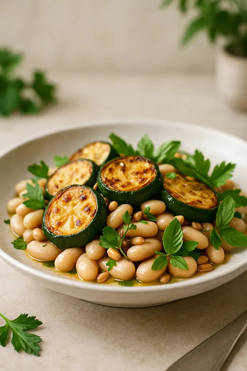 Roasted Zucchini White Bean Salad